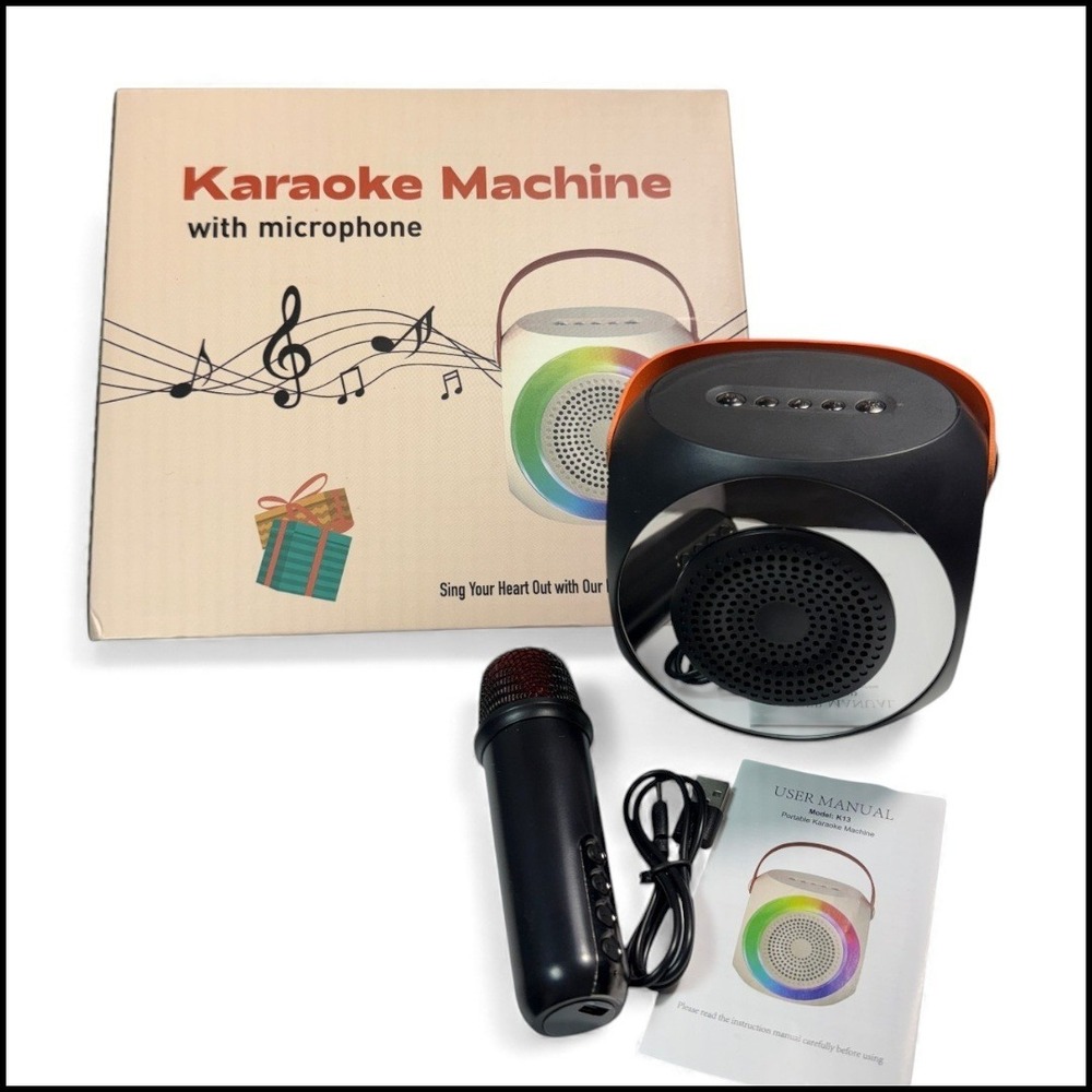 Portable Karaoke Machine with Microphone LED Lights USB Charging‎ K13